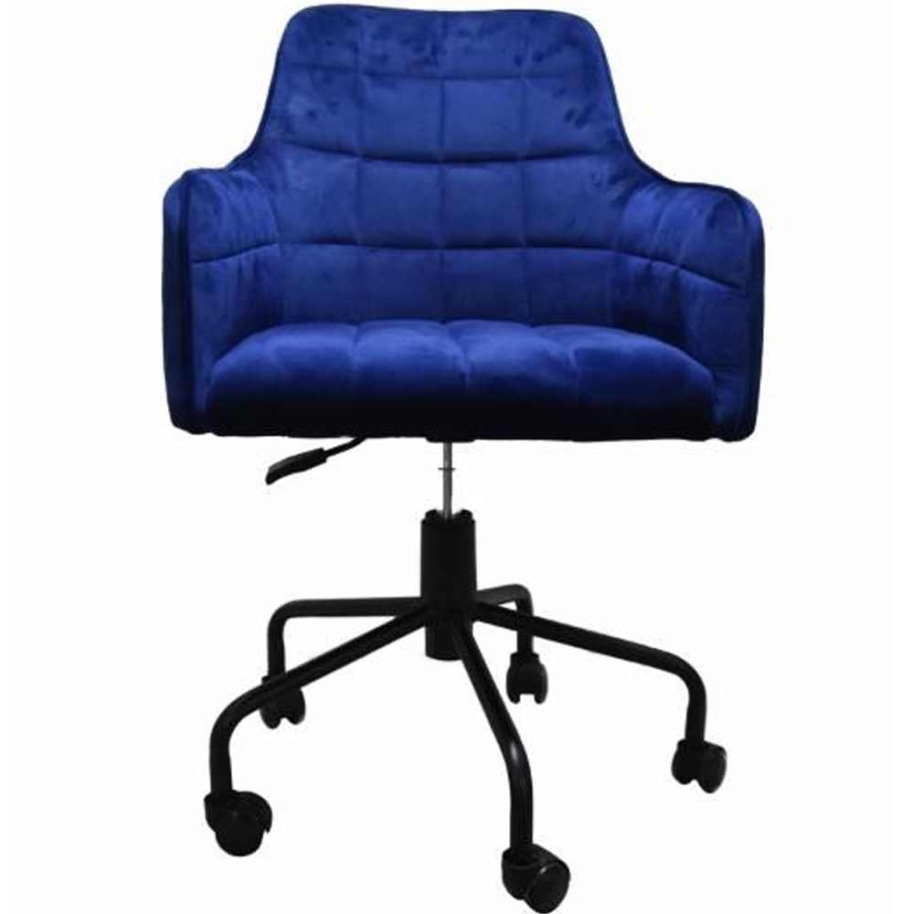 Vernal Velvet Swivel Home And Office Chair In Navy