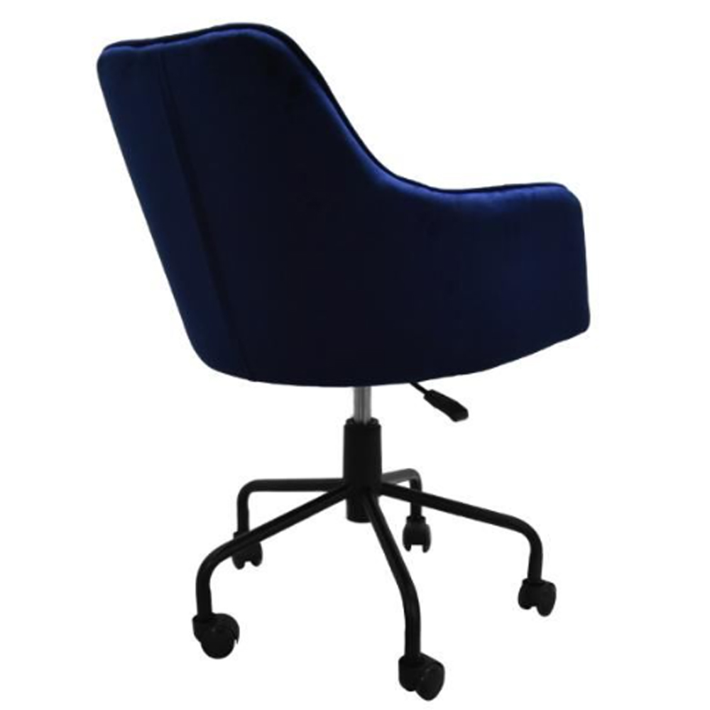 Vernal Velvet Swivel Home And Office Chair In Navy