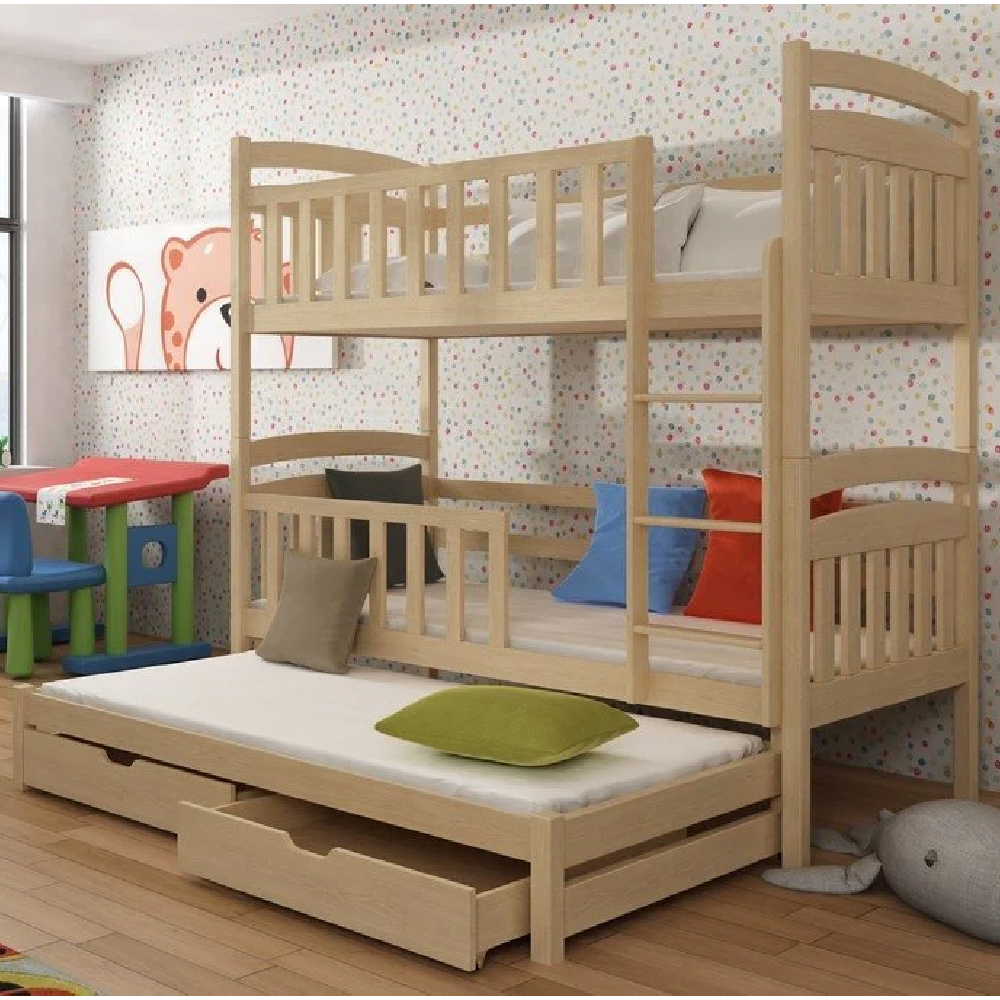 Read more about Vernal wooden bunk bed bonnell mattress and trundle in pine