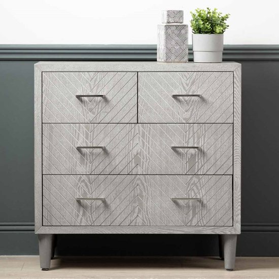Vernal Wooden Chest Of 4 Drawers In Grey Elm Furniture in Fashion