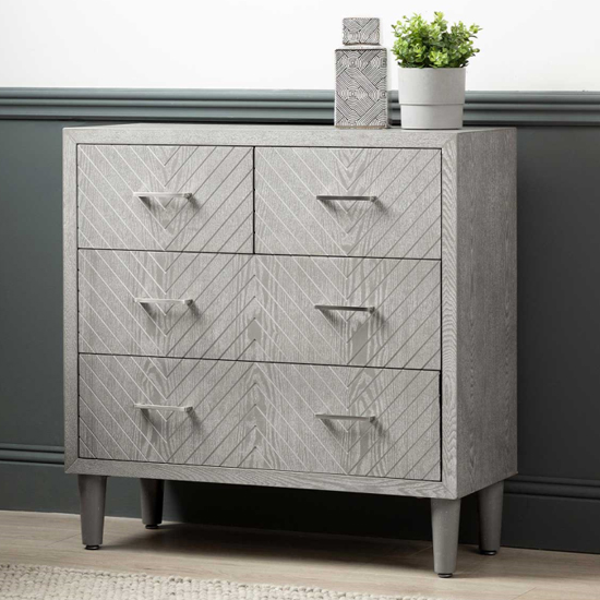 Vernal Wooden Chest Of 4 Drawers In Grey Elm Furniture in Fashion