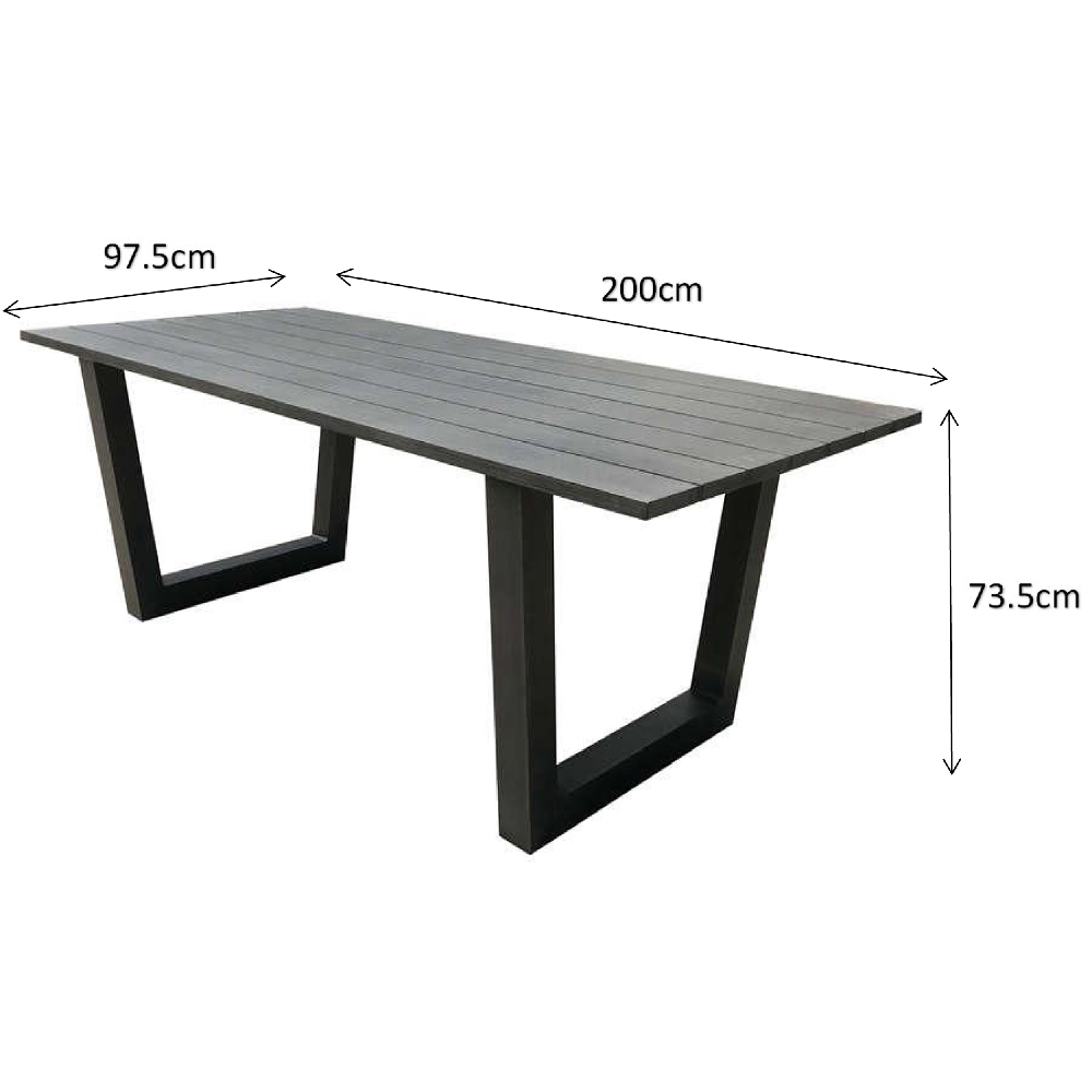Vernal Aluminium Garden Dining Table In Grey