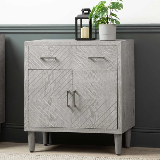 Product photograph of Vernal Wooden Sideboard With 2 Doors 1 Drawer In Grey Elm from Furniture in Fashion