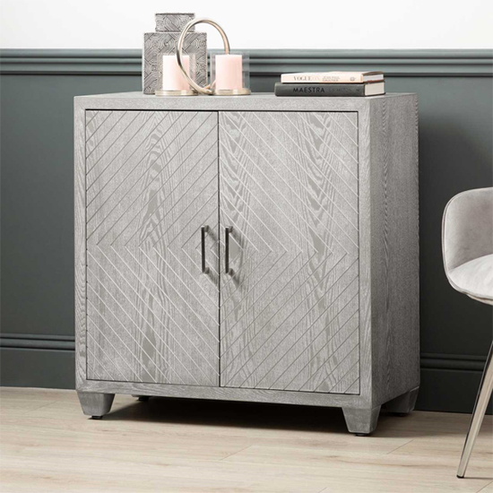 Vernal Wooden Sideboard With 2 Doors In Grey Elm Furniture in Fashion