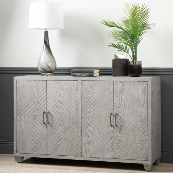 Vernal Wooden Sideboard With 4 Doors In Grey Elm Furniture in Fashion