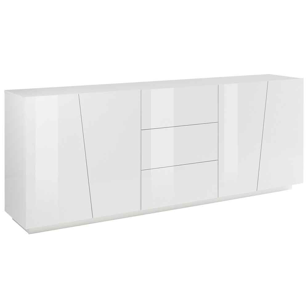 Verndale High Gloss Sideboard With 4 Doors 3 Drawers In White