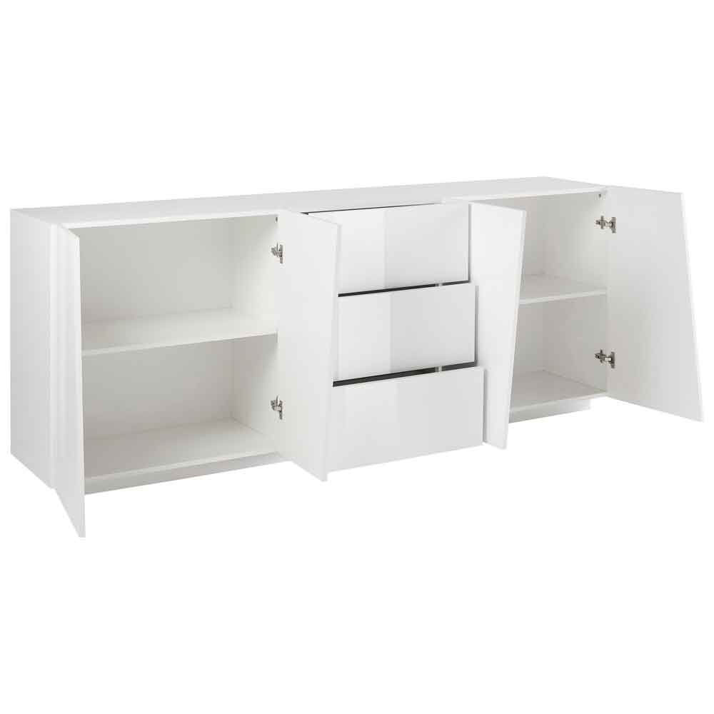 Verndale High Gloss Sideboard With 4 Doors 3 Drawers In White