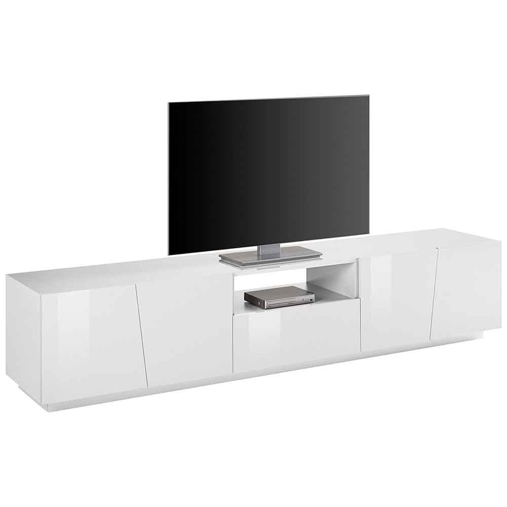 Verndale High Gloss TV Stand With 4 Doors 1 Drawer In White