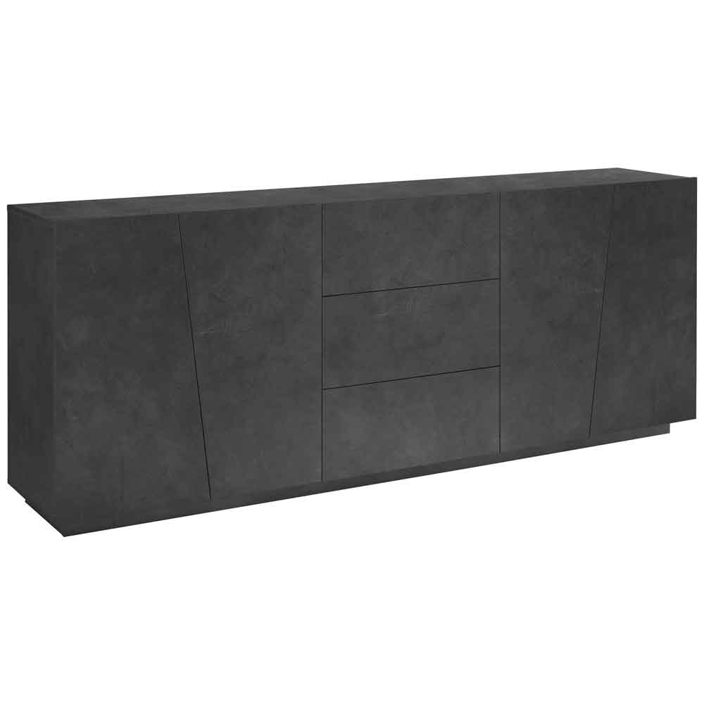 Verndale Wooden Sideboard With 4 Doors 3 Drawers In Slate