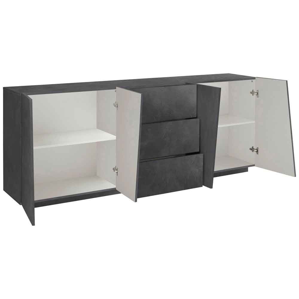 Verndale Wooden Sideboard With 4 Doors 3 Drawers In Slate