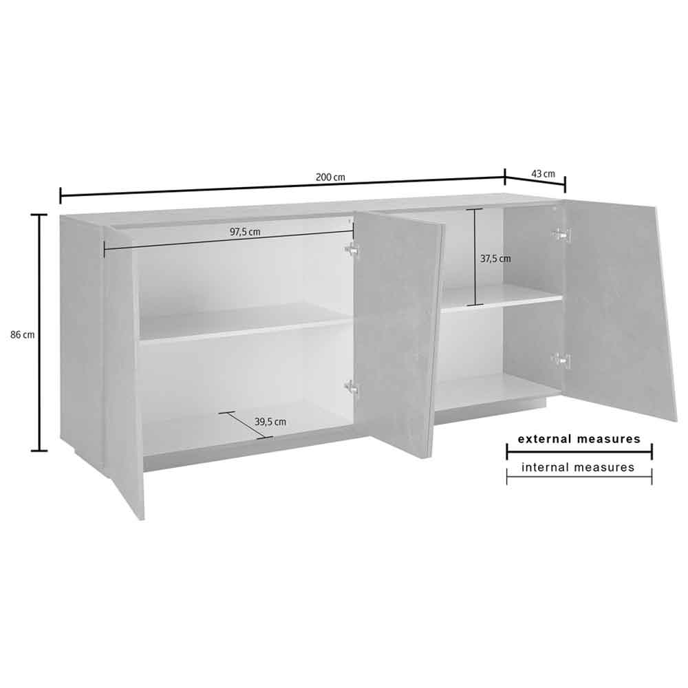 Verndale Wooden Storage Cabinet With 4 Doors In Slate