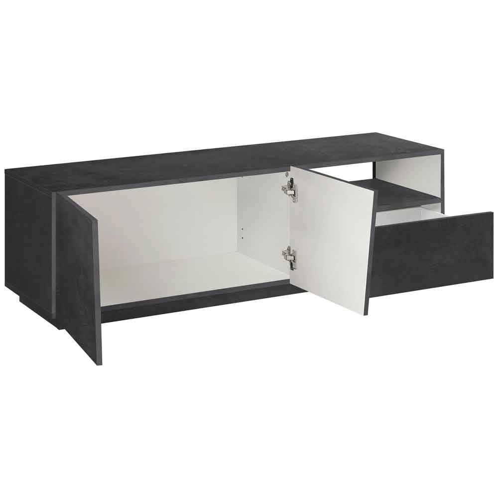 Verndale Wooden TV Stand With 2 Doors 1 Drawer In Slate