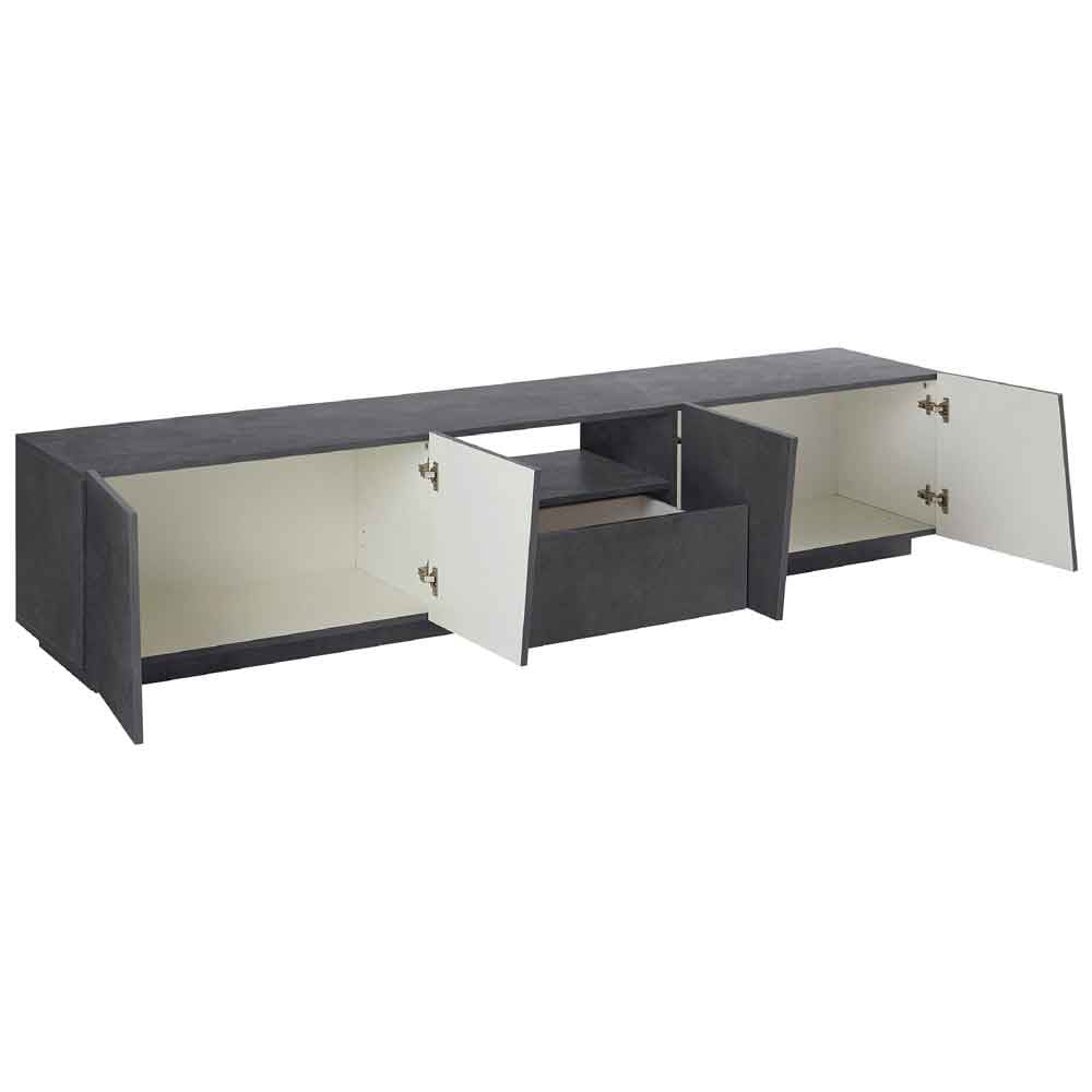 Verndale Wooden TV Stand With 4 Doors 1 Drawer In Slate