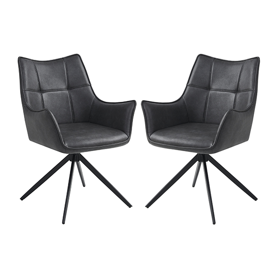 Read more about Vernon charcoal faux leather dining armchairs in pair