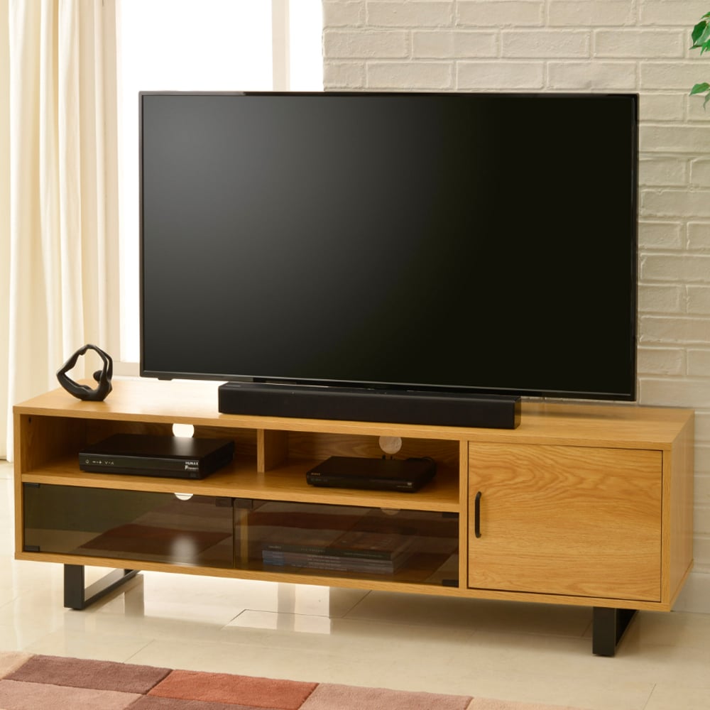 Vernon Large Wooden TV Stand In Light Oak