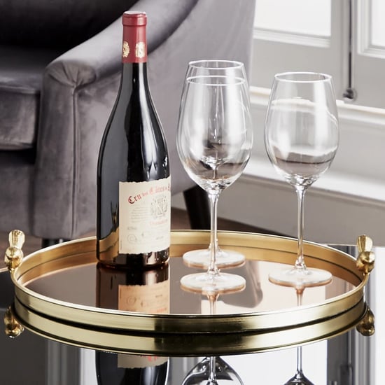 Read more about Vernon mirrored tray in rose gold with stainless steel frame