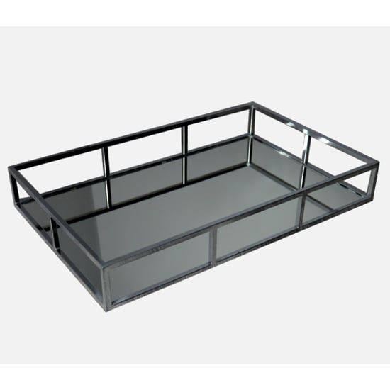 Read more about Vernon mirrored tray in silver with stainless steel frame