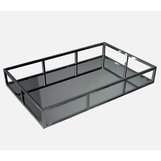 Vernon Silver Mirrored Tray With Stainless Steel Frame Furniture in Fashion