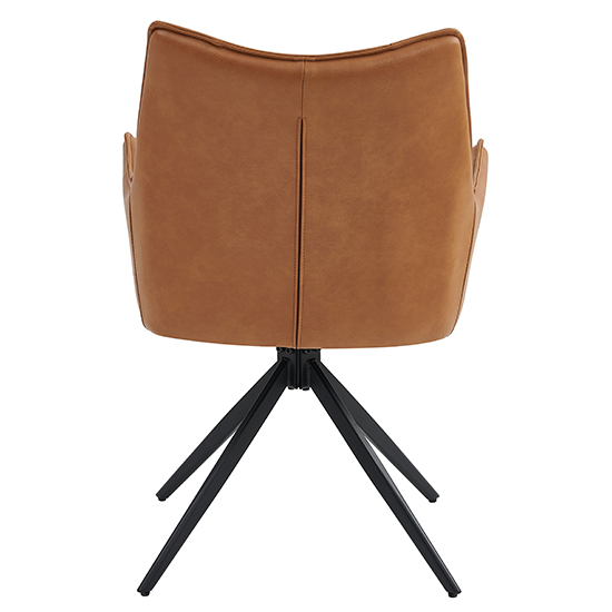 Vernon Tan Faux Leather Dining Armchairs In Pair