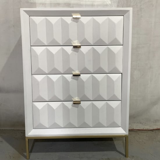 Veraiza Chest Of Drawers In White High Gloss With 4 Drawers