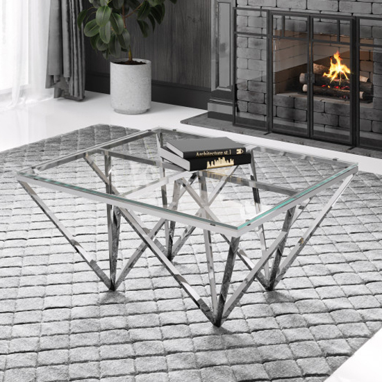 Verona Clear Glass Coffee Table With Silver Legs FiF