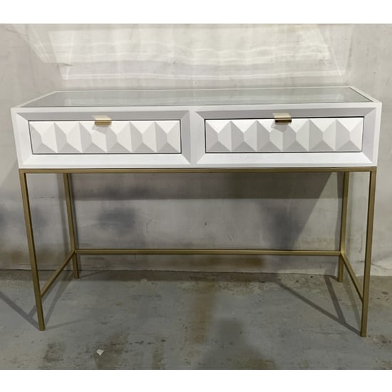 Photo of Veraiza console table in white high gloss with 2 drawers