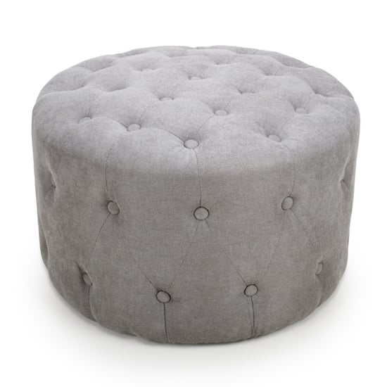 Product photograph of Vallejo Small Round Pouffe In Light Grey from Furniture in Fashion