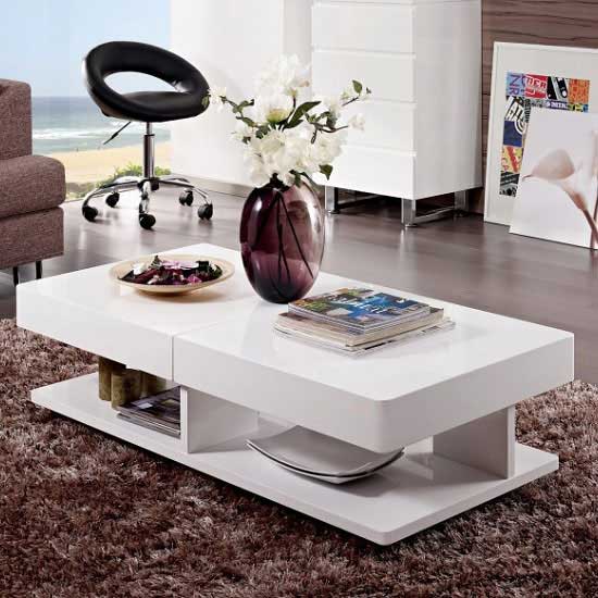 Verona Extending High Gloss Storage Coffee Table In White_7
