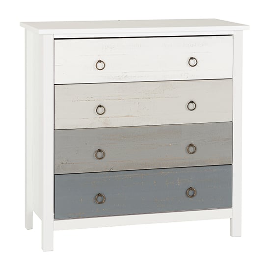 Photo of Verox wooden chest of 4 drawers in white and grey