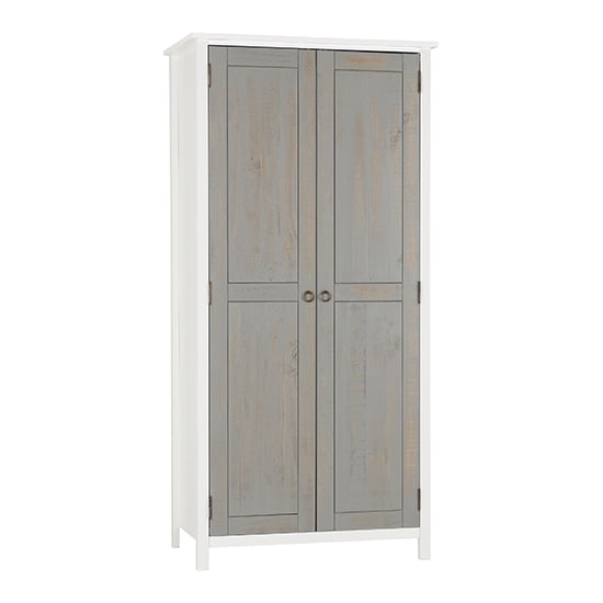 Product photograph of Verox Wooden Wardrobe With 2 Doors In White And Grey from Furniture in Fashion