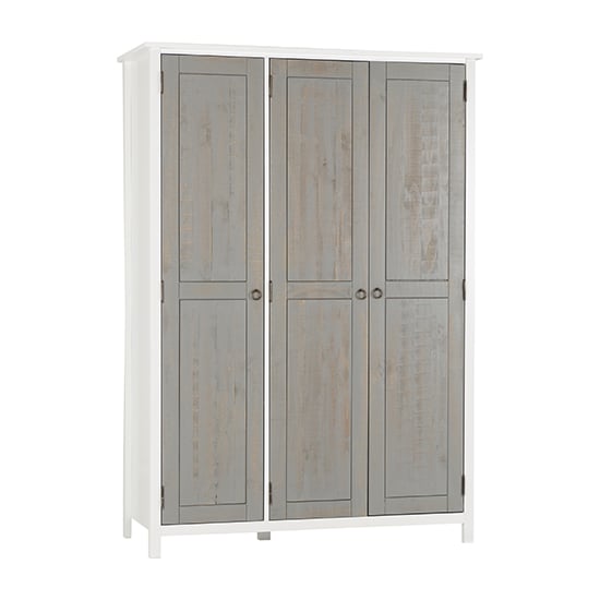 Photo of Verox wooden wardrobe with 3 doors in white and grey