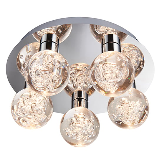 Product photograph of Versa Led 5 Lights Clear Bubble Flush Ceiling Light In Chrome from Furniture in Fashion