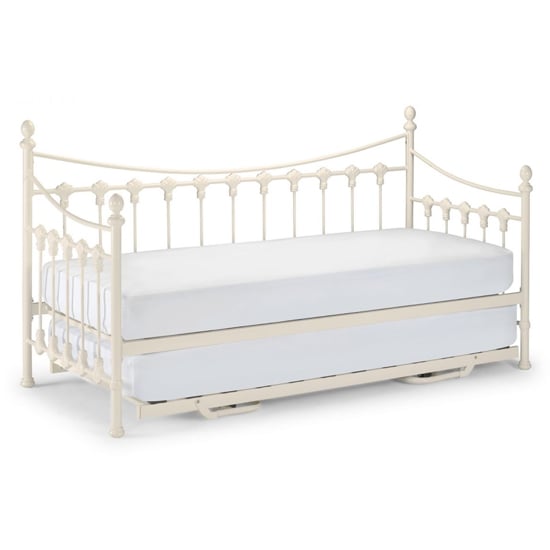 Vandana Metal Day Bed With Guest Bed In Stone White_2