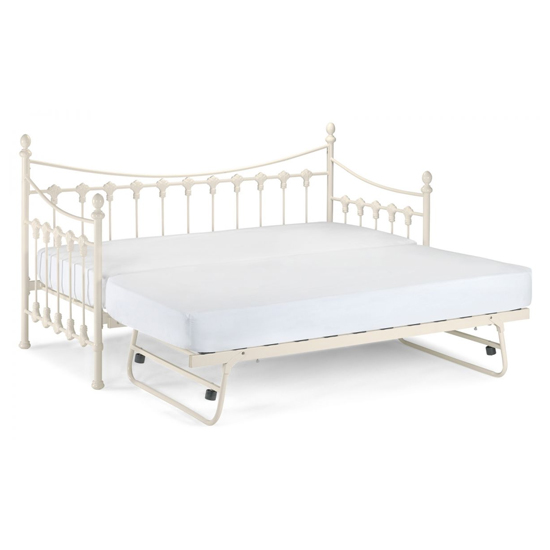 Vandana Metal Day Bed With Guest Bed In Stone White