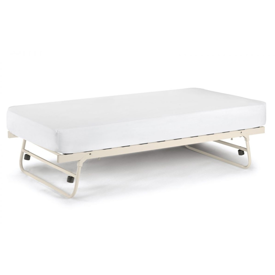 Vandana Metal Day Bed With Guest Bed In Stone White