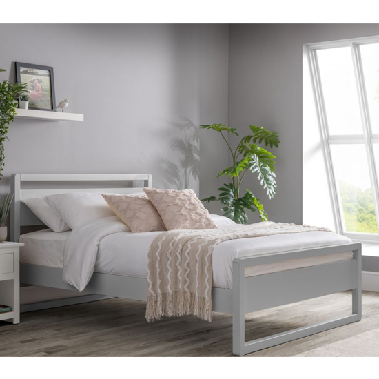 Read more about Versmold wooden double bed in dove grey