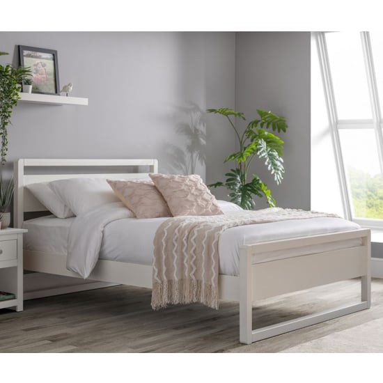 Read more about Versmold wooden double bed in surf white