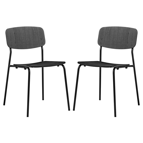 Versta Black Ash Dining Chairs With Black Frame In Pair