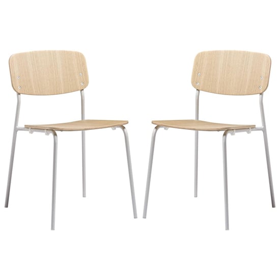 Versta Clear Ash Dining Chairs With White Frame In Pair