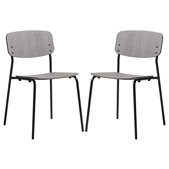 Photo of Versta grey ash dining chairs with black frame in pair