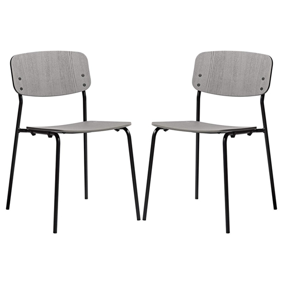 Product photograph of Versta Grey Ash Dining Chairs With Black Frame In Pair from Furniture in Fashion