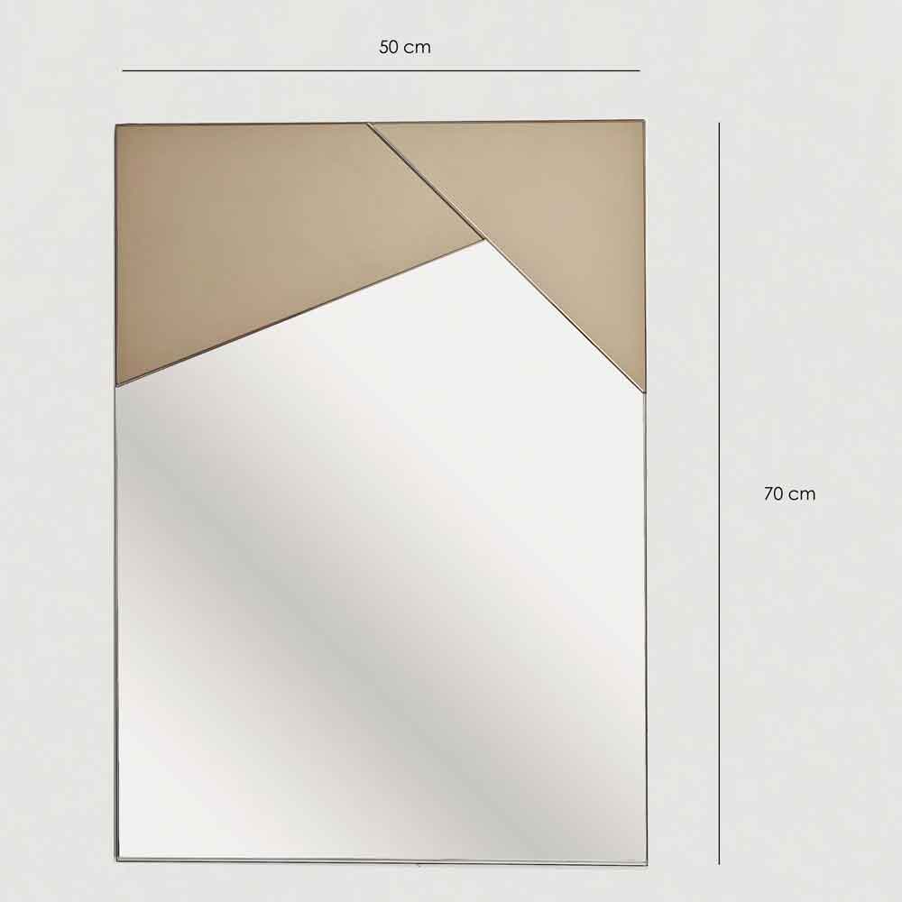 Vertex Glass Wall Mirror with Bronze Wooden Frame