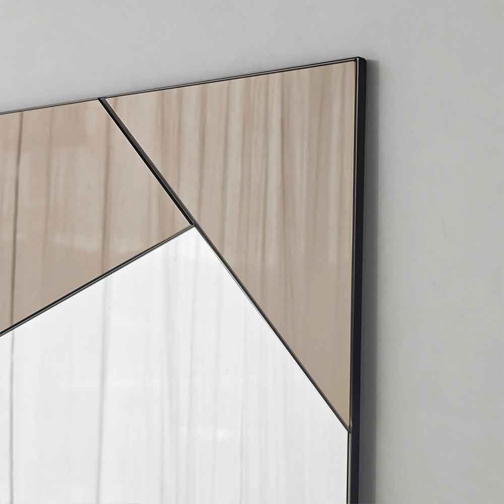 Vertex Glass Wall Mirror with Bronze Wooden Frame