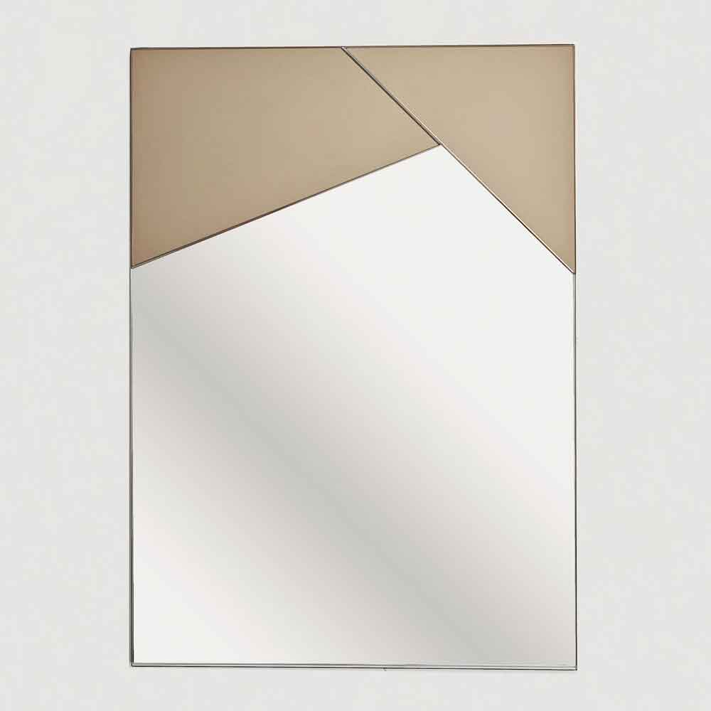Vertex Glass Wall Mirror with Bronze Wooden Frame