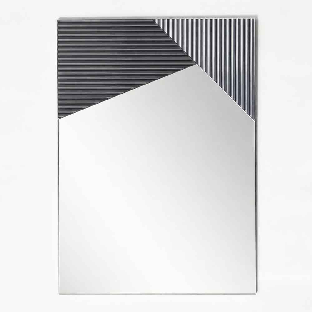 Vertex Glass Wall Mirror with Fume Wooden Frame