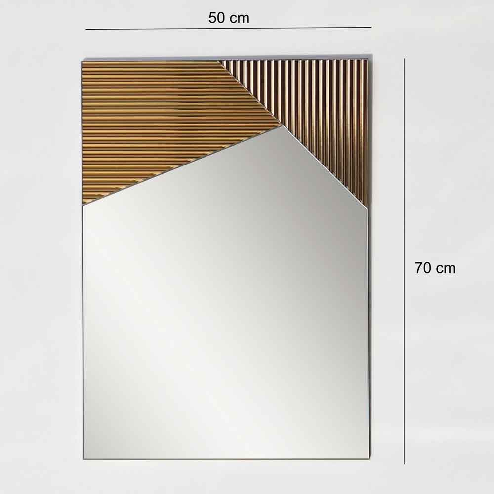 Vertex Ribbed Glass Wall Mirror with Bronze Wooden Frame