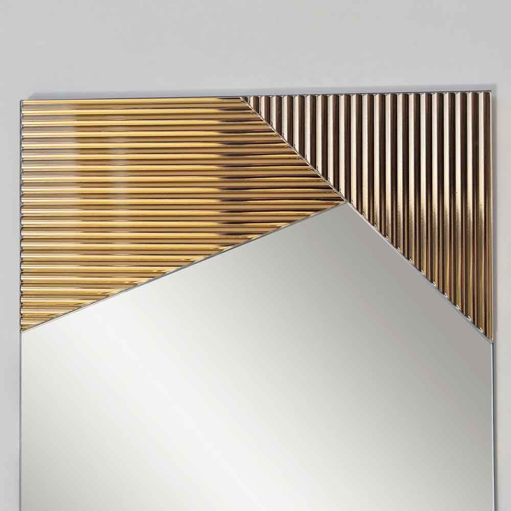 Vertex Ribbed Glass Wall Mirror with Bronze Wooden Frame