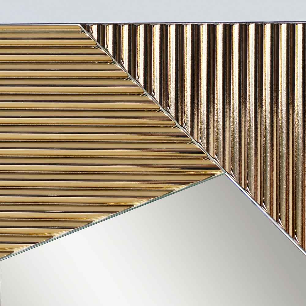 Vertex Ribbed Glass Wall Mirror with Bronze Wooden Frame