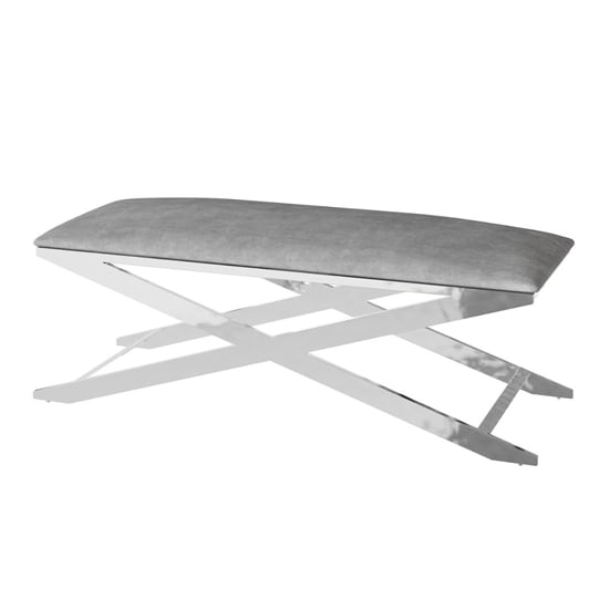 Read more about Verwood velvet fabric dining bench in silver grey