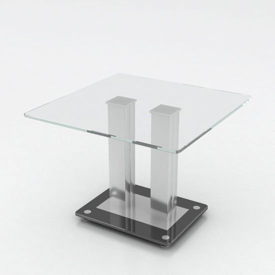 Verve Glass End Table In Clear With Stainless Steel Base thumbnail
